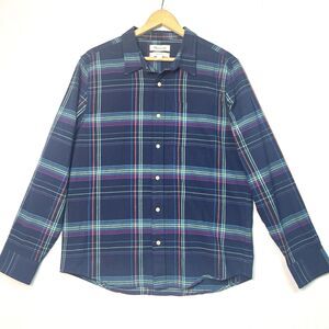 NWOT Madewell Shirt Mens L Crinkle Cotton Perfect Long Sleeve‎ Button Up Plaid